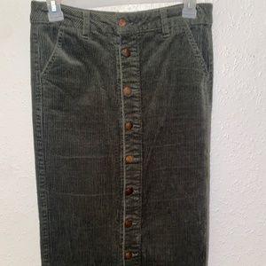 Velvet Green Button Down Pencil Skirt